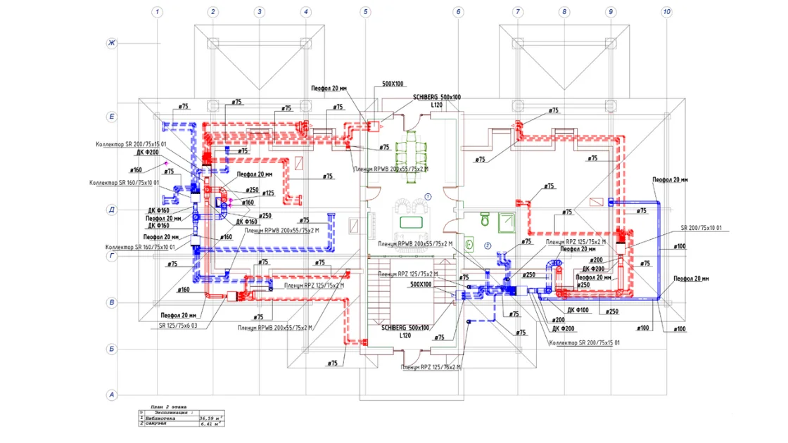 План 2-го этажа загородного дома